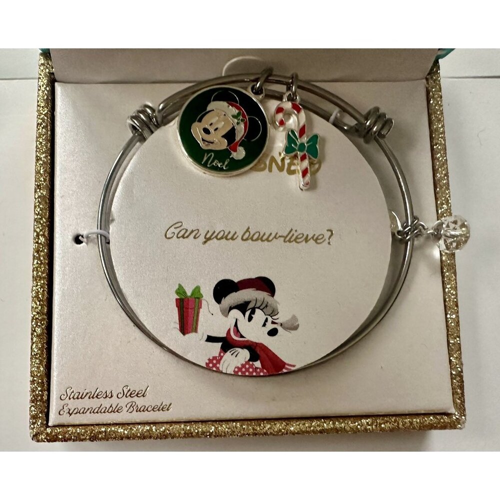 Disney Minnie Mouse‎ 14k gold plated expandable bracelet with Christmas charms